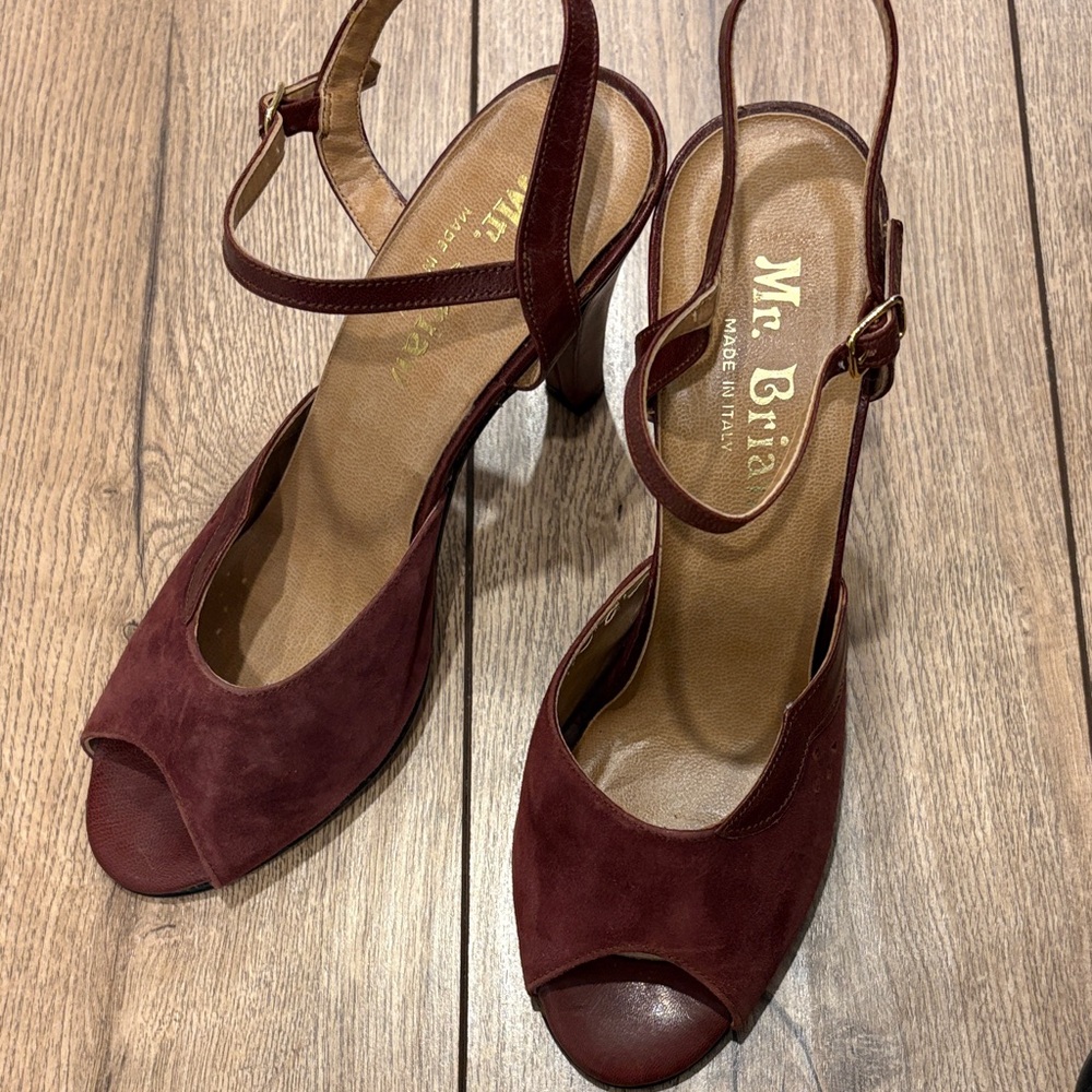 Vintage Women's Burgundy Suede Slingback Heels
